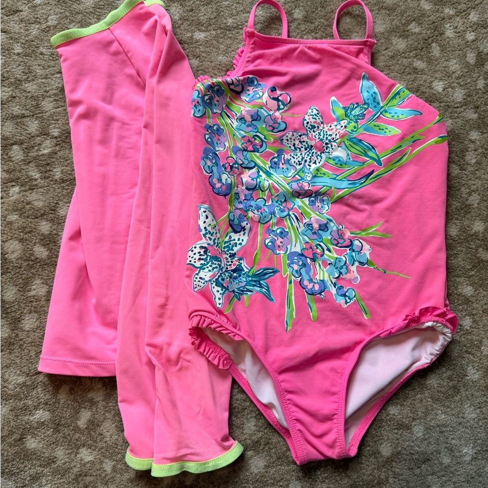 Lilly Pulitzer Pink and Blue Floral Swimsuit